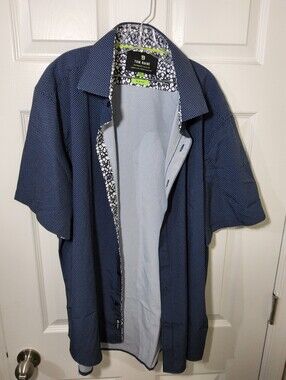 Tom Baine Shirt Men's 2XL XXL Blue Short Sleeve Slim Fit